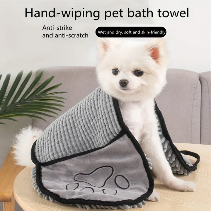 1 pet bath towel, made of Chenille material, specially designed for dogs, quickly absorbs water, suitable for cats and dogs