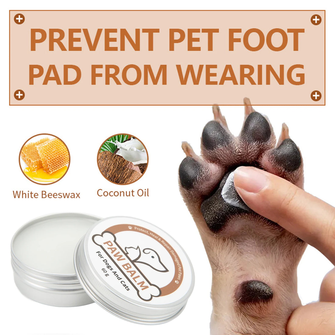 Dog Paw Wax with Coconut Oil – All-Season Paw Pad Protection & Treatment Balm for Dogs