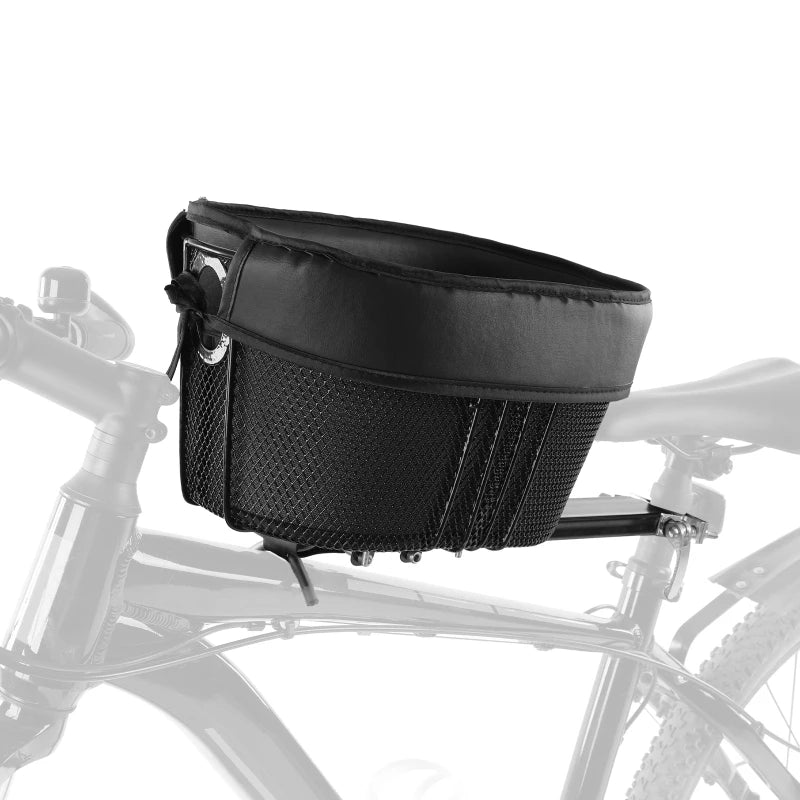 Dog Bike Basket – Portable Front Mount Pet Carrier for Bike with Sponge Liner & Safety Strap for Small Dogs & Cats