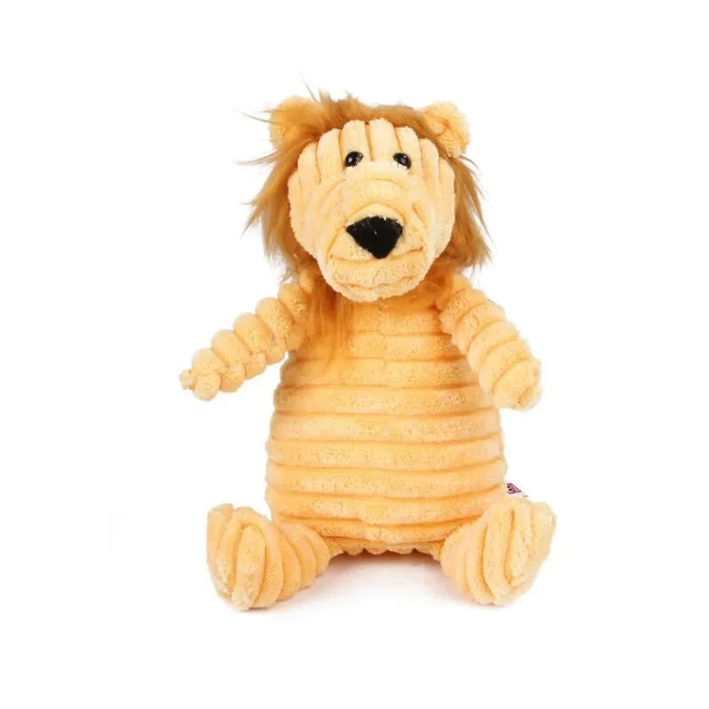 Plush Animal Squeaky Dog Toy – Bite Resistant Corduroy Chew Toy for Small & Large Dogs, Puppy Training Toy