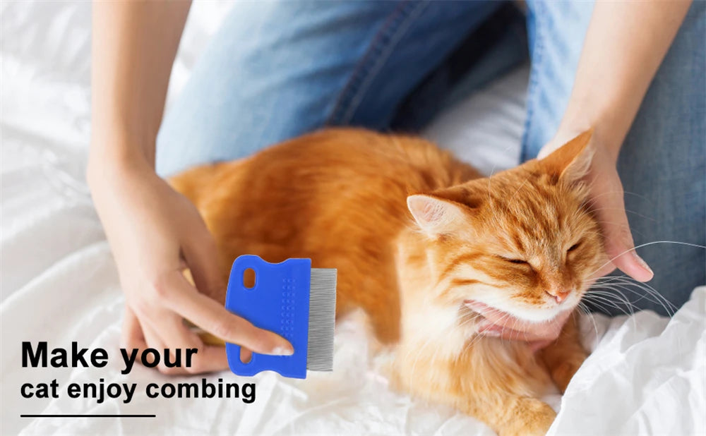 Flea Comb 4Pcs Set – Durable High-Strength Teeth Pet Grooming Combs for Dogs & Cats – Tear Stain & Float Hair Remover