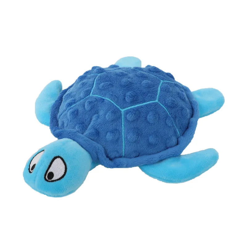 Turtle Plush Squeaky Dog Toy – No Stuffing, Crinkle & Chew 🐢🐶