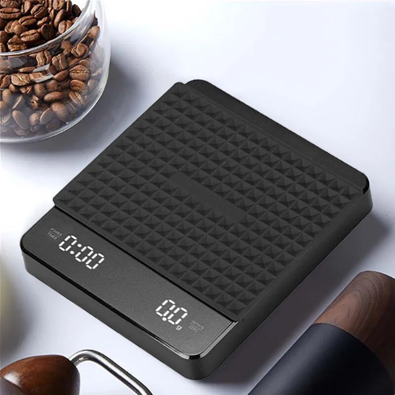 ☕ Digital Rechargeable Coffee Scale with Timer – LED Screen, USB Charging, 3kg Max, 0.1g Precision