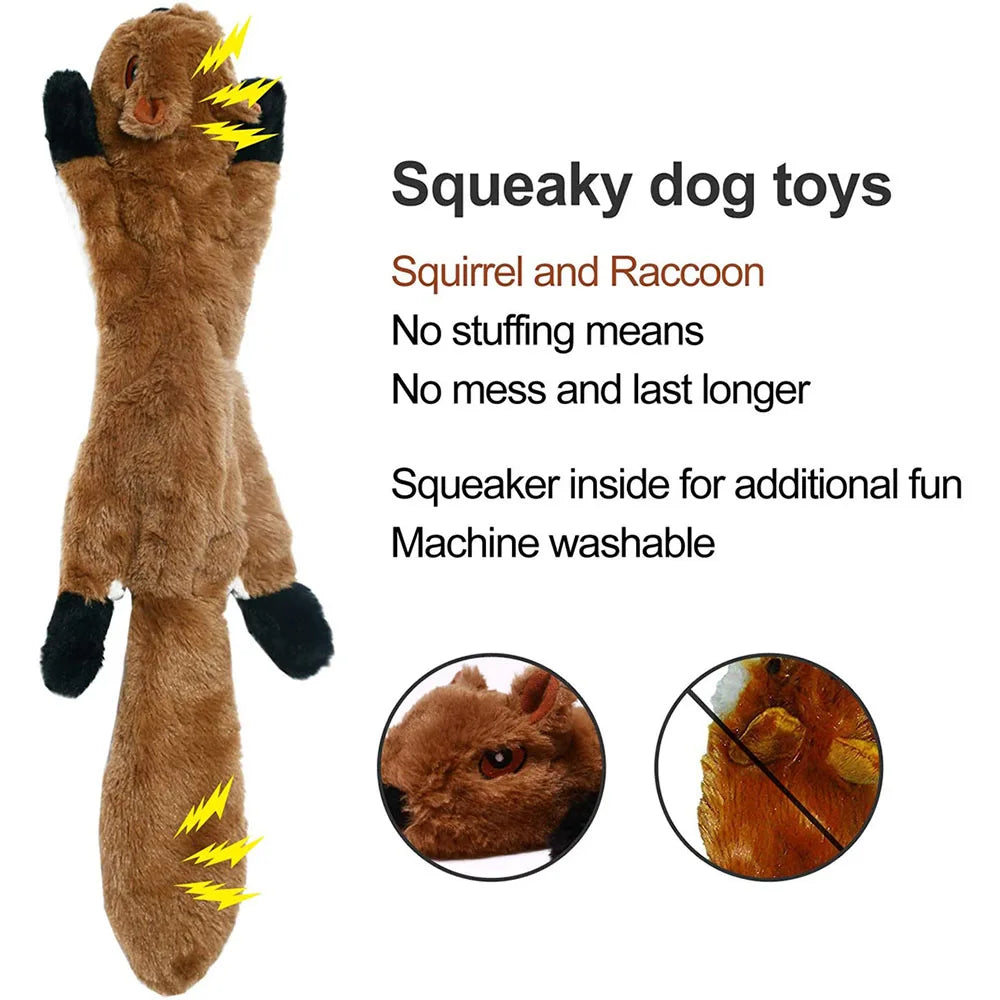 Stuffingless Animal Squeaky Dog Toy – Durable Crinkle Chew Toy with Built-In Squeakers