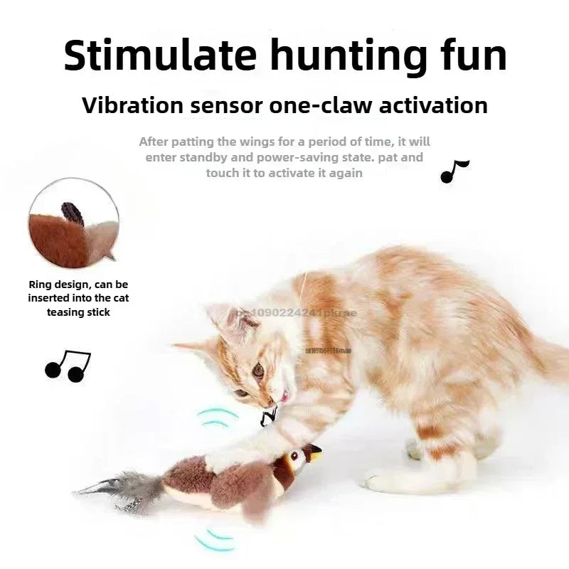 Rechargeable Flying Bird Cat Toy – Chirping & Flapping