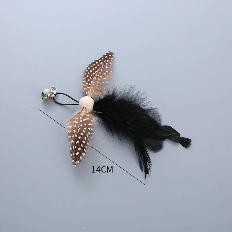 Plush Feather Bird Replacement Head for Cat Stick – Interactive Magic Wand with Bell