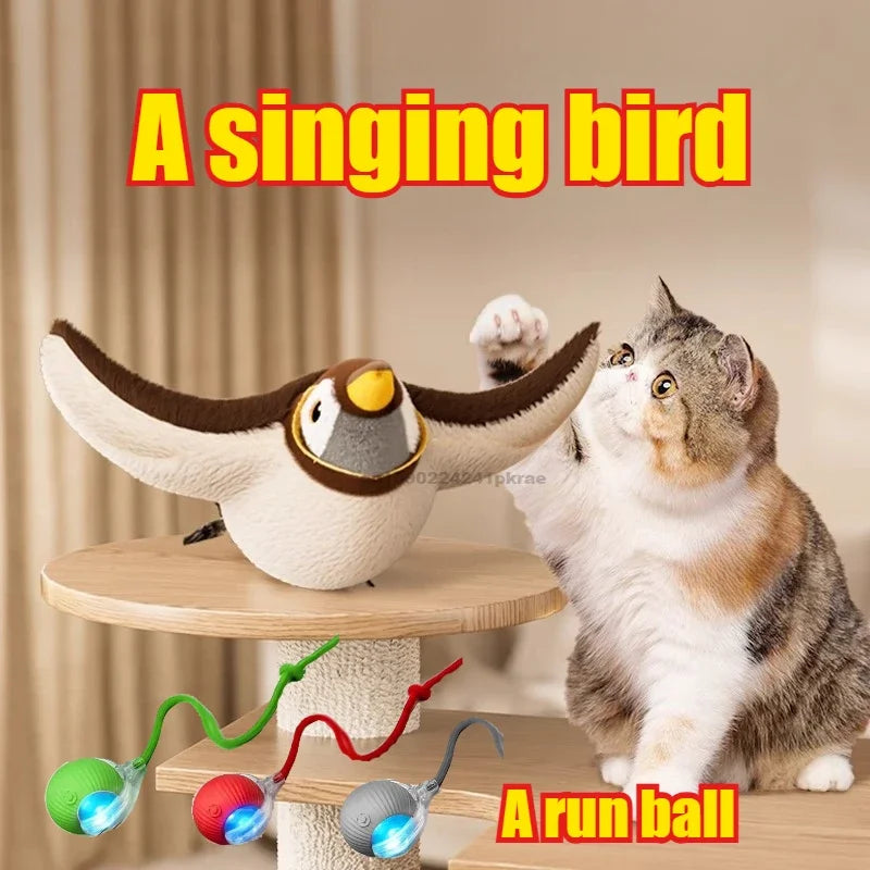 Rechargeable Flying Bird Cat Toy – Chirping & Flapping