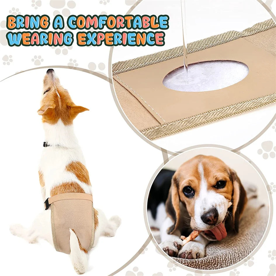 Female Dog Washable Diaper Pants – Anti-Harass Heat Nappies with 8 Pads