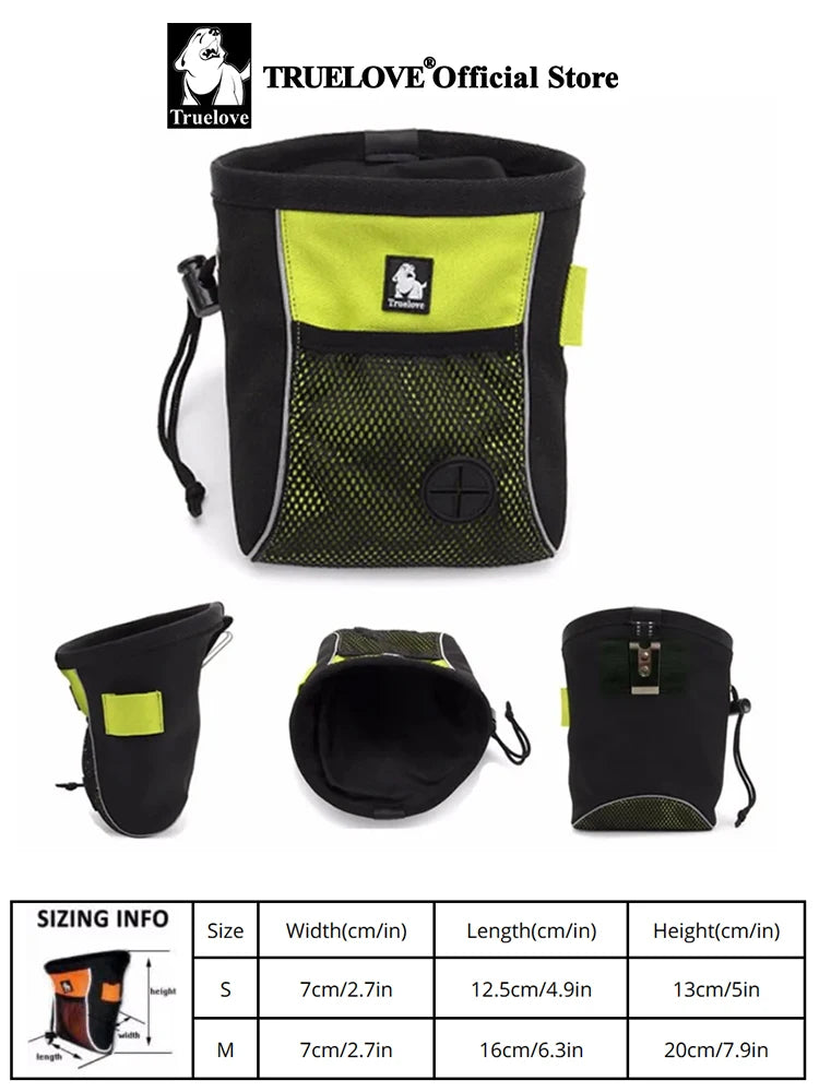Truelove Pet Treat Training Bag – Waterproof, High Capacity Snack Pouch with Drawstring & Waste Bag Dispenser for Outdoor Use (TLT2051)