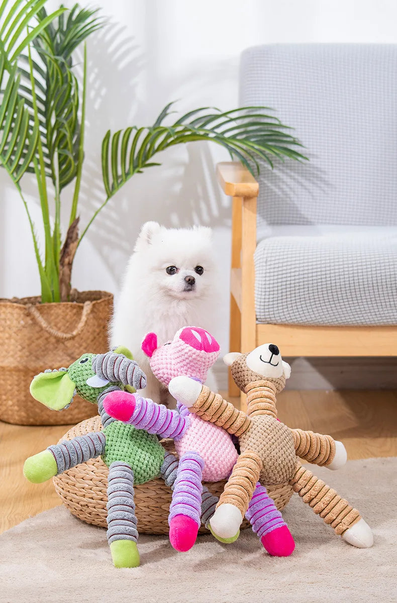Indestructible Squeaky Plush Animal Dog Toy – Durable Chew & Dental Training Toy for Large Dogs