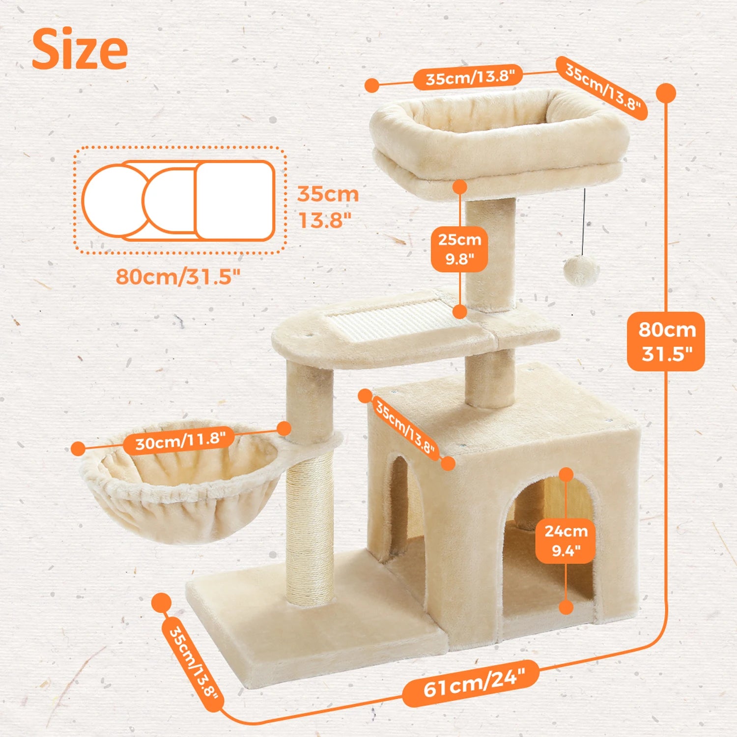 Cat Tree Tower – Scratching Posts, Hammock & Perch