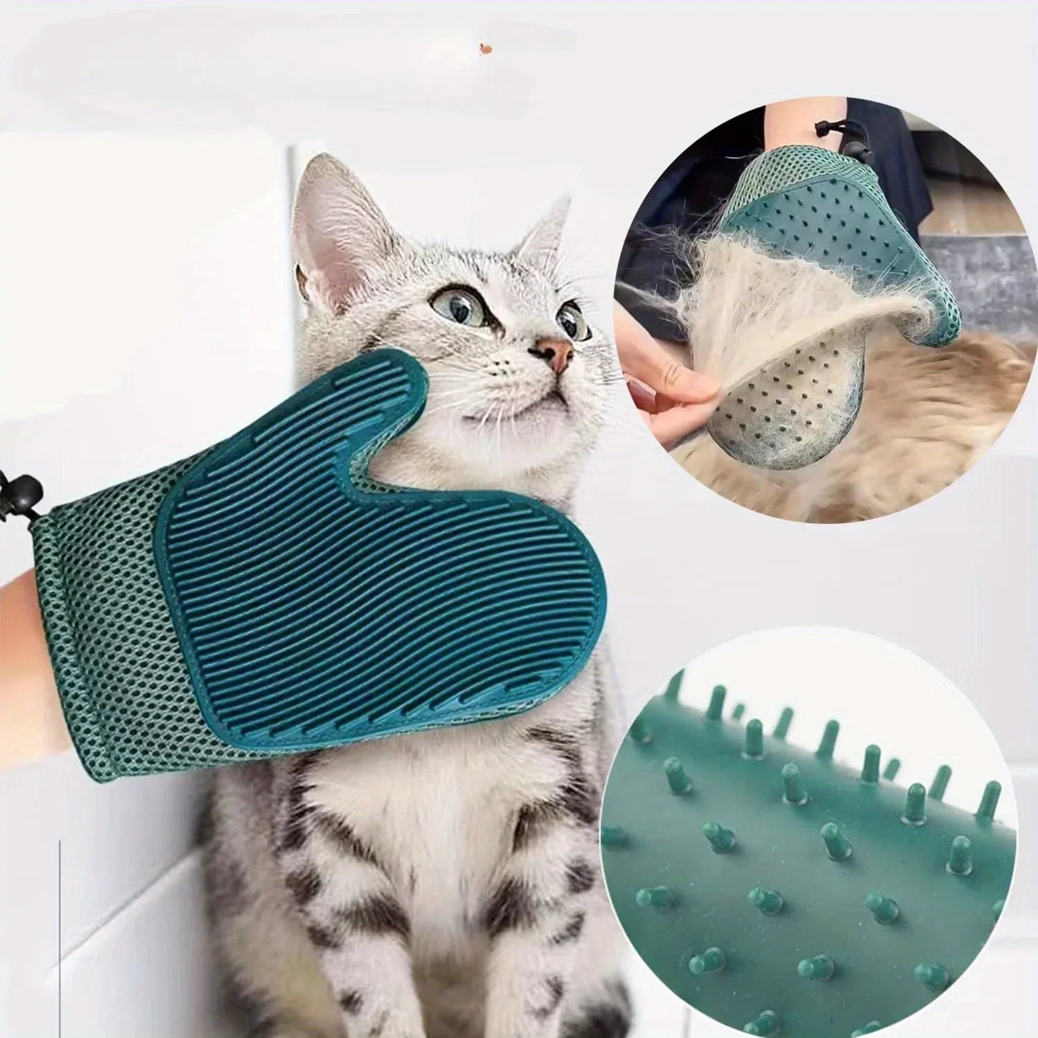 2-in-1 Cat Hair Glove & Pet Fur Remover – Grooming Glove Brush for Shedding