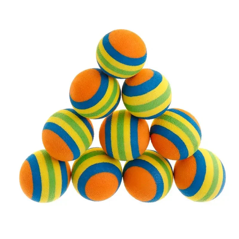10Pcs Colorful Interactive Cat Toy Balls – Chewing, Rattle & Scratch Foam Balls for Kittens and Cats