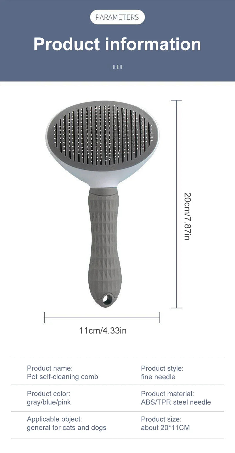 Pet Hair Remover Brush 🐾 Grooming Comb for Long-Haired Dogs & Cats