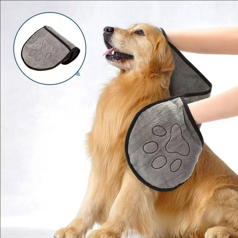 Pet Bath Towel for Cats & Dogs | Quick-Drying Absorbent Microfiber Gloves & Washcloth