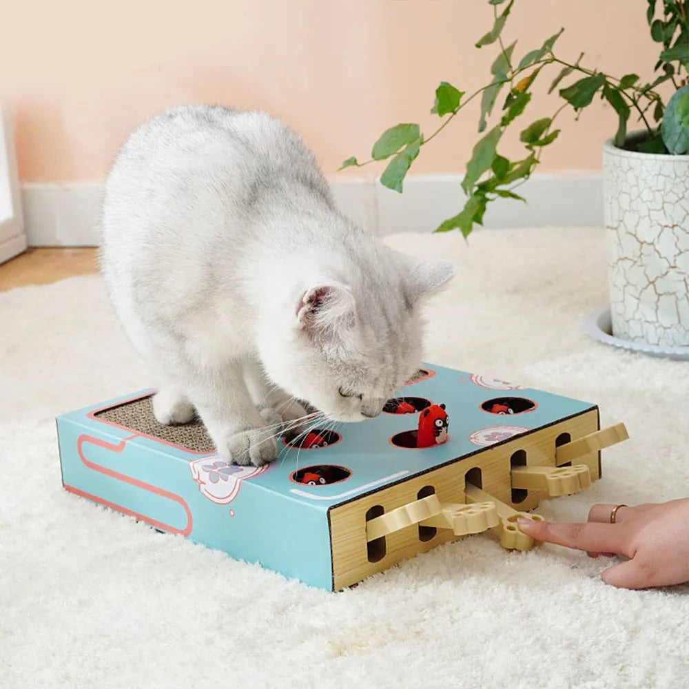 Whack-a-Mole Cat Toy – Interactive Scratching Board & Claw Grinder