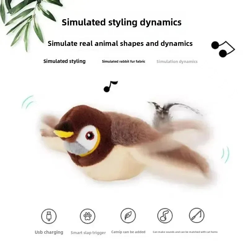 🐦 Hot Cat Interactive Electric Bird Toy – USB Rechargeable with Catnip