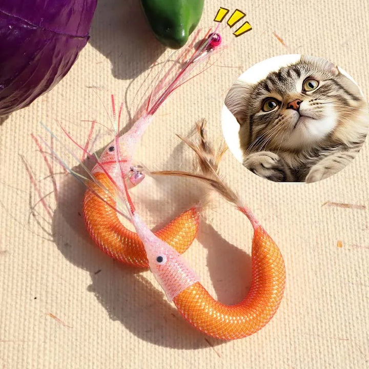 Feather Bell Cat Teaser Toy – Interactive Detachable Prawn Design for Kittens & Cats