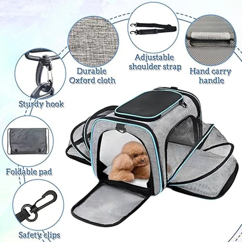 Pet Carrier Backpack – Portable Foldable Cat & Dog Travel Bag, Breathable Pet Transport Carrier for Outdoor Trips