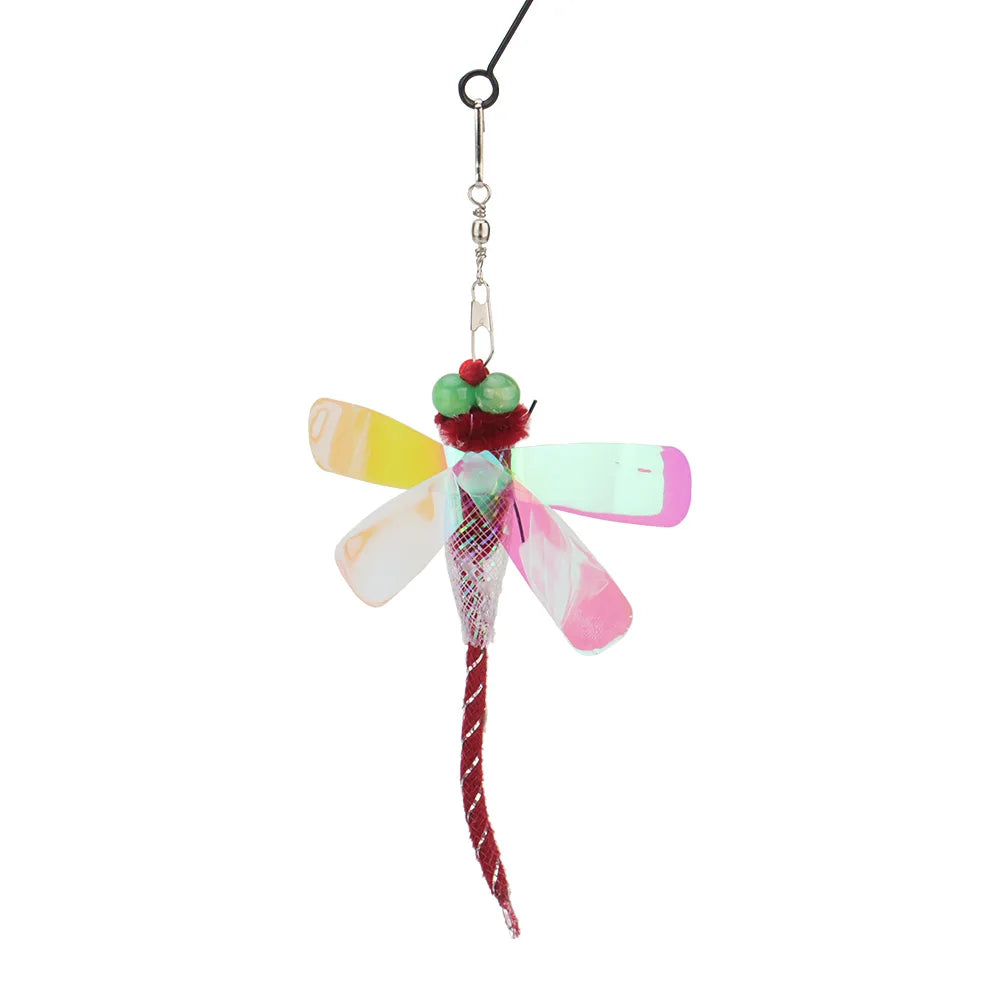 5pcs Simulation Insect & Goldfish Cat Teaser Sticks – Long Tail Training Pet Toy