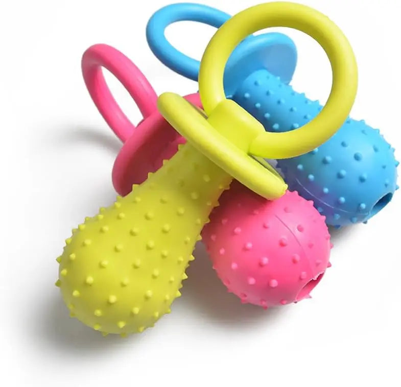 Pet Rubber Pacifier Dog Toy – Interactive Chew Toy for Puppies & Small Dogs, Elastic Rubber Soother for Teeth Cleaning & Play