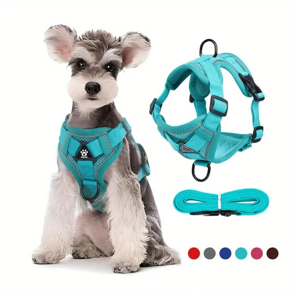 🐾 No Pull Dog Harness & Leash Set – Adjustable Reflective Vest for Small Dogs & Cats