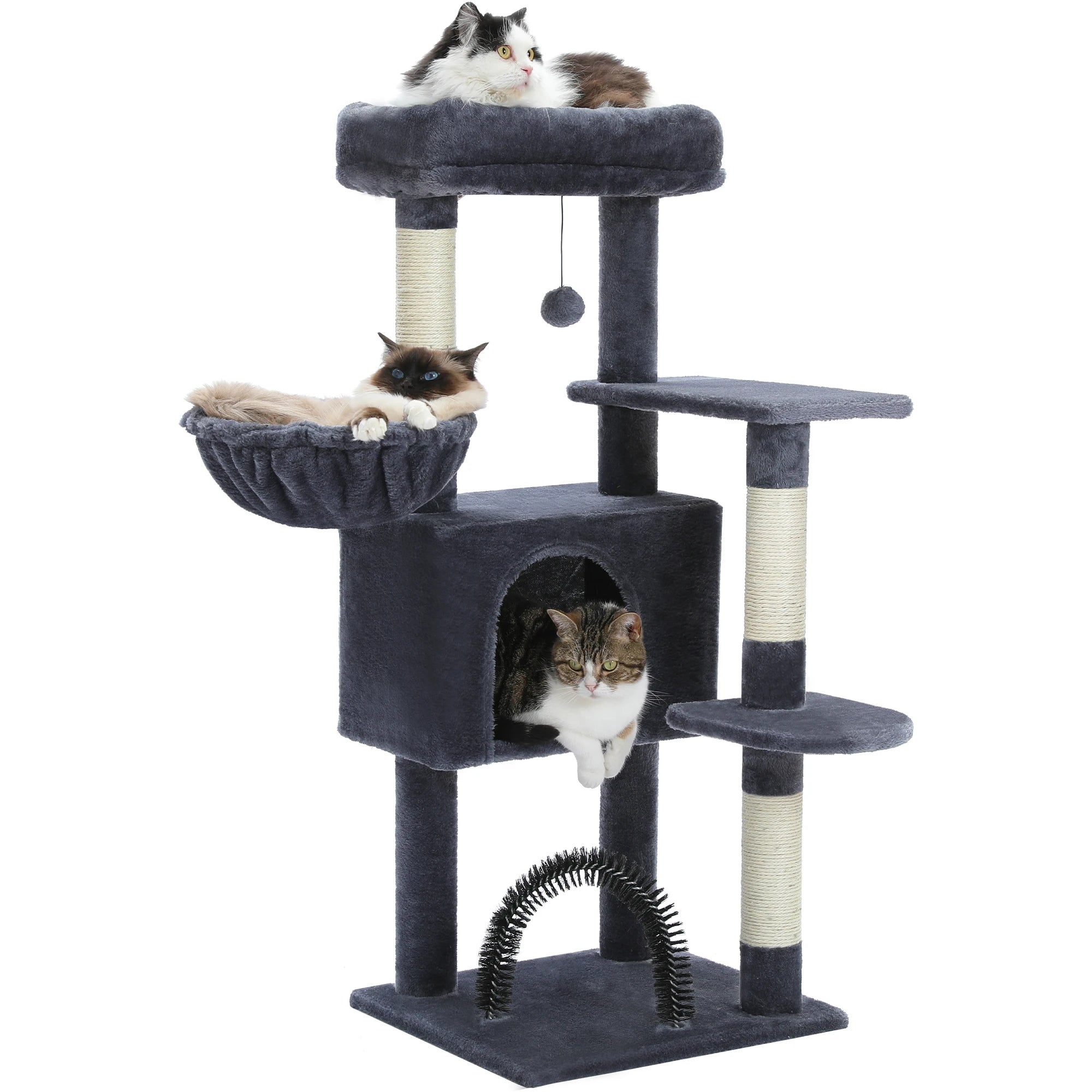 🐾 Cat Tree Tower Condo – Plush Perch, Hammock & Sisal Scratching Posts