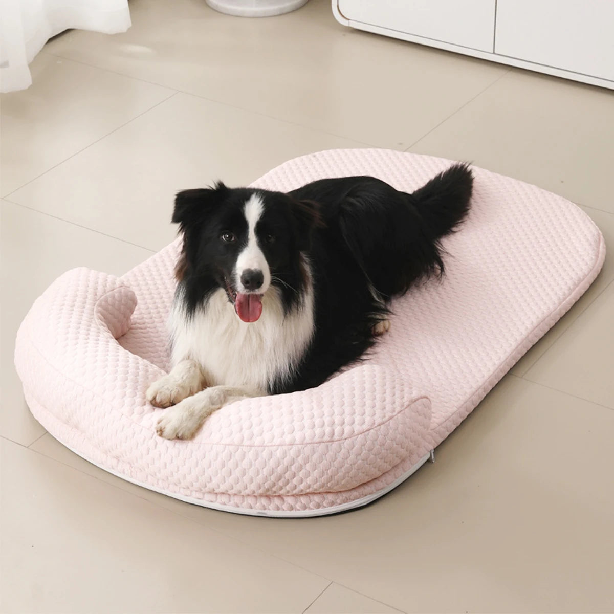Breathable Spring & Summer Cooling Dog Bed with Pillow – Anti-Slip Ice Silk Fabric Pet Cushion for Small to Large Dogs & Cats