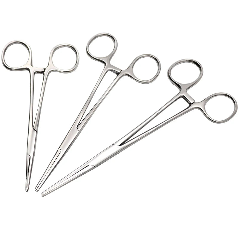 Stainless Steel Hemostatic Clamp Forceps – 18cm/16cm/14cm Straight & Curved Tips Surgical Tools