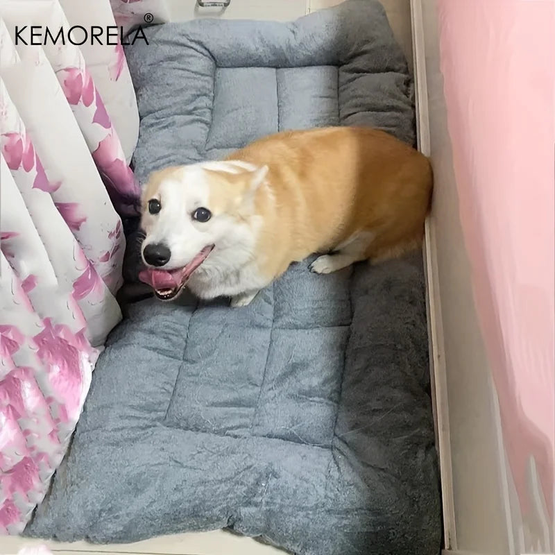 KEMORELA Extra Large Plush Dog Bed – Super Soft Thick Crate Mat for Small, Medium & Large Dogs