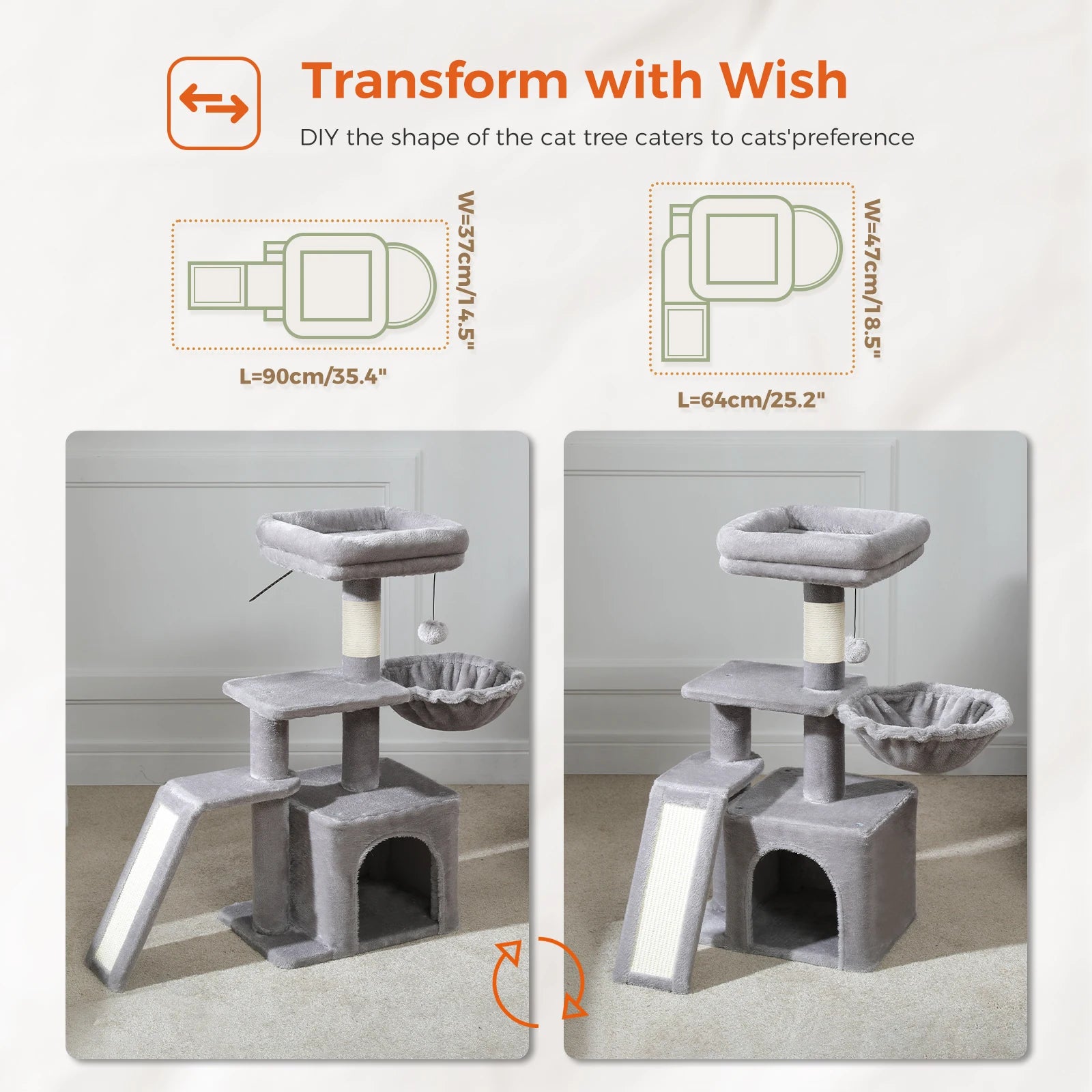 Cat Tree Tower – Scratching Posts, Hammock & Perch