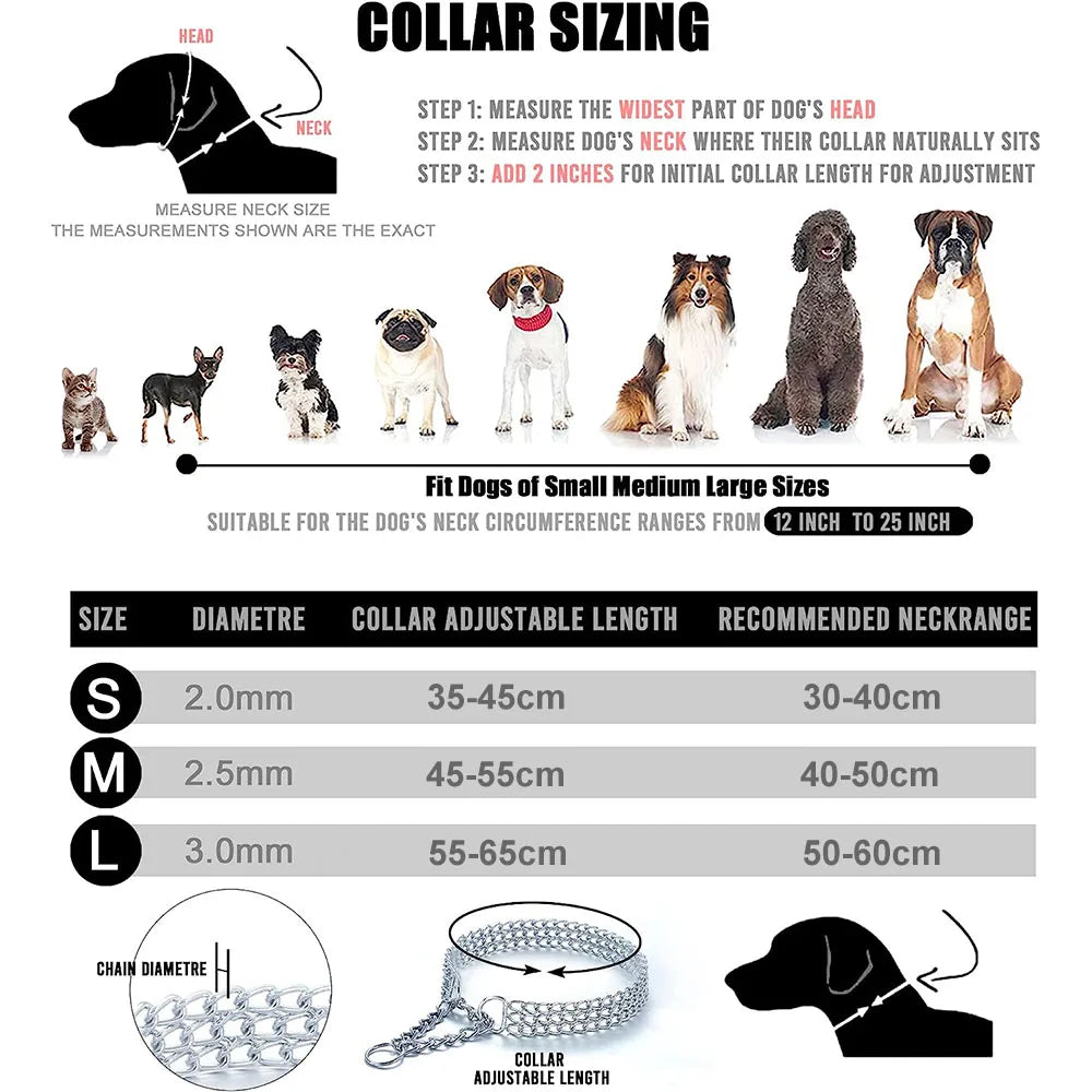 🐾 Heavy-Duty Triple Row Metal Dog Chain Collar – Chew-Proof, Adjustable Cuban Link for Large Dogs