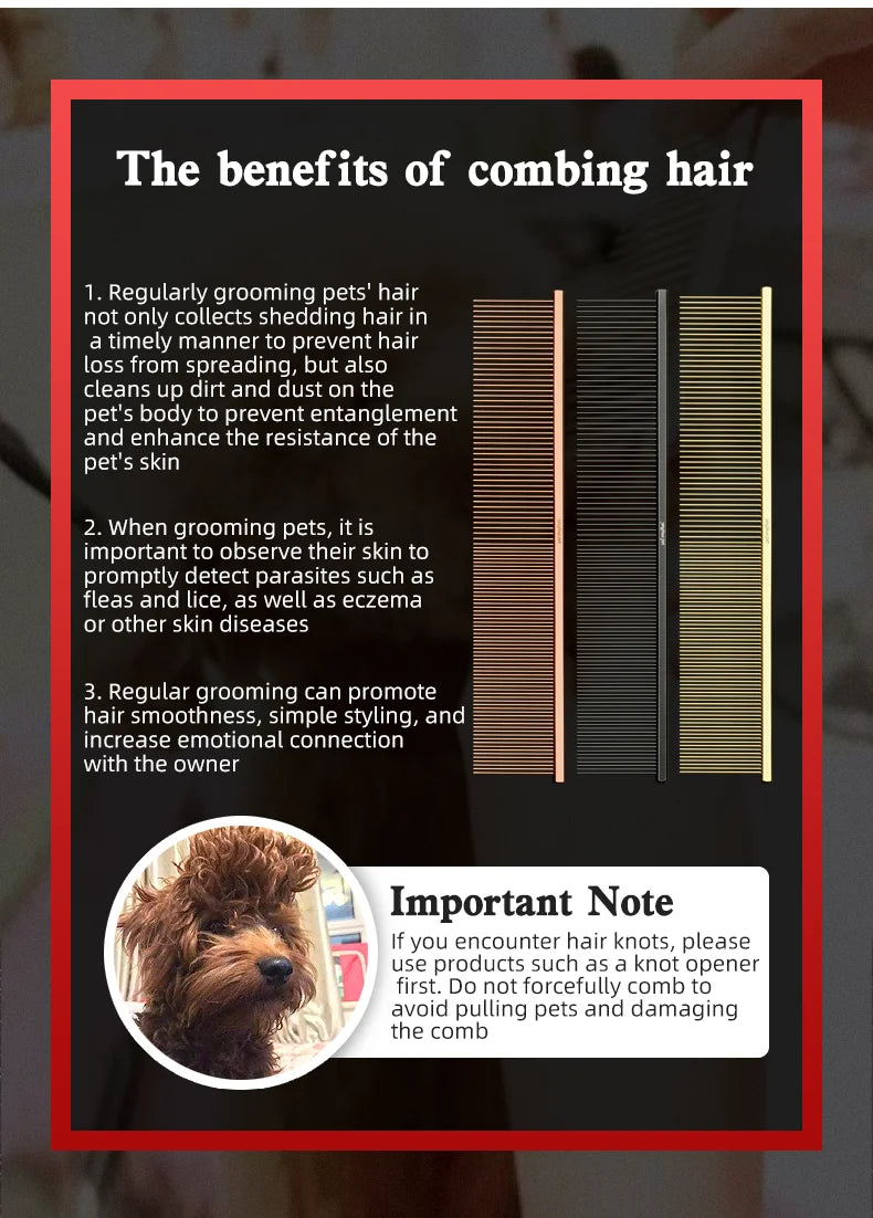 Pet Piano Comb – Dual-Sided Grooming Tool for Dogs & Cats | De-shedding & Knot Removal Brush