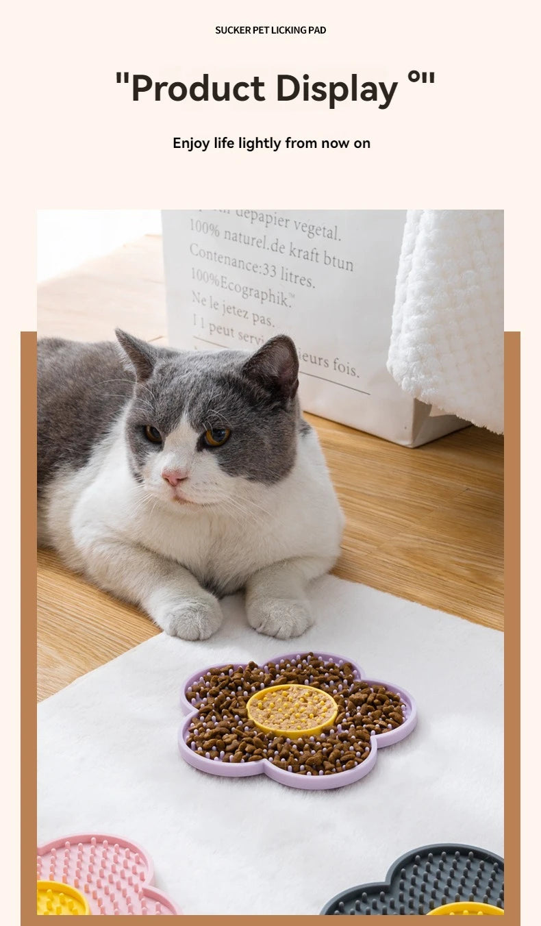 🌼 Pet Supplies Cat & Dog Licking Pad – Pentagram & Sunflower Silicone Slow Feeder Mat
