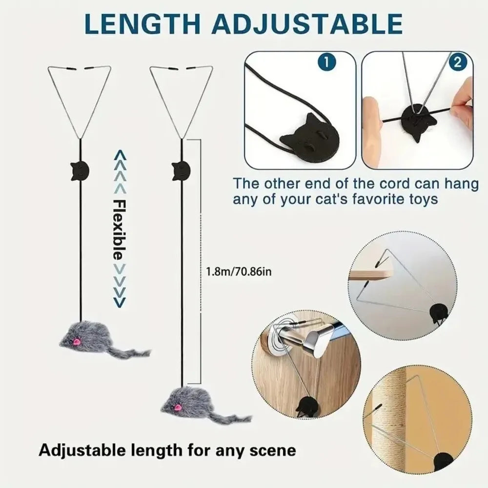 🐭 Simulation Mouse Door Hanging Toy – Retractable Cat Interactive Rope Toy