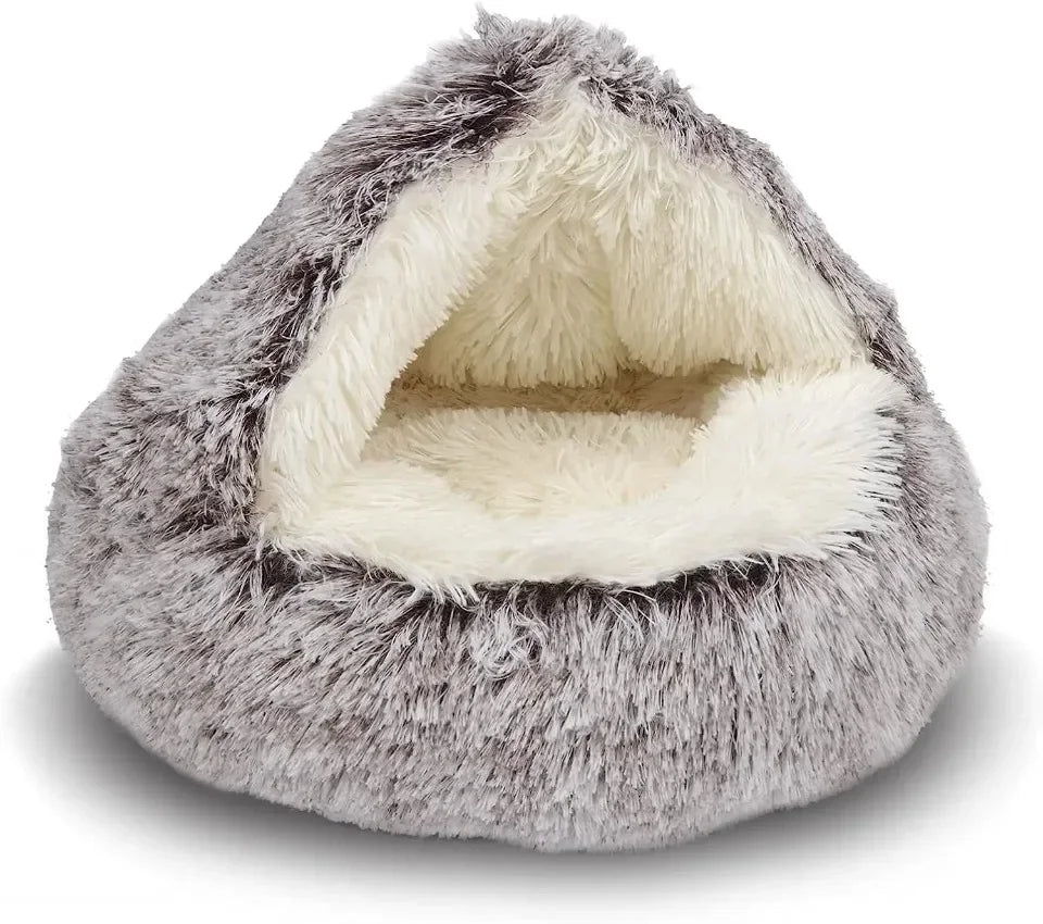 Soft Plush Round Cat Bed – Warm, Cozy Winter Nest for Cats & Small Dogs