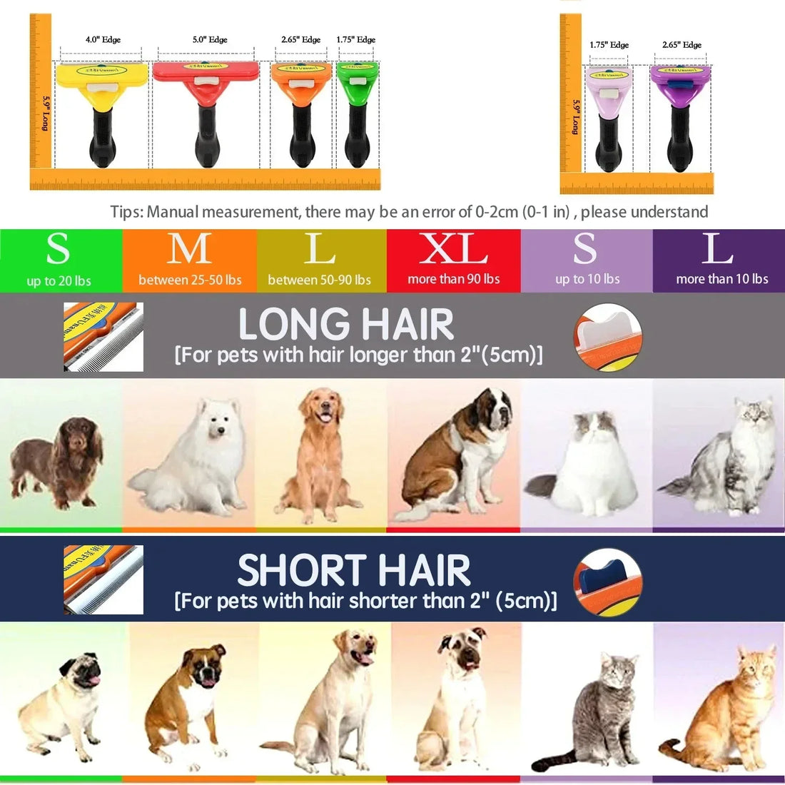 Large Pet Grooming Brush – Hair Removal Comb for Big Dogs & Cats