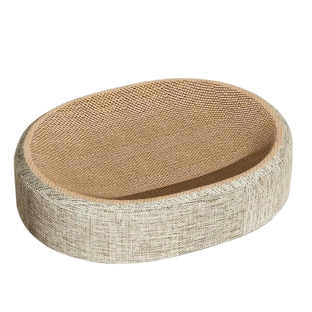 Oval Cat Scratch Pad Bed – Sisal Scratching Mat & Cozy Sleeping Nest
