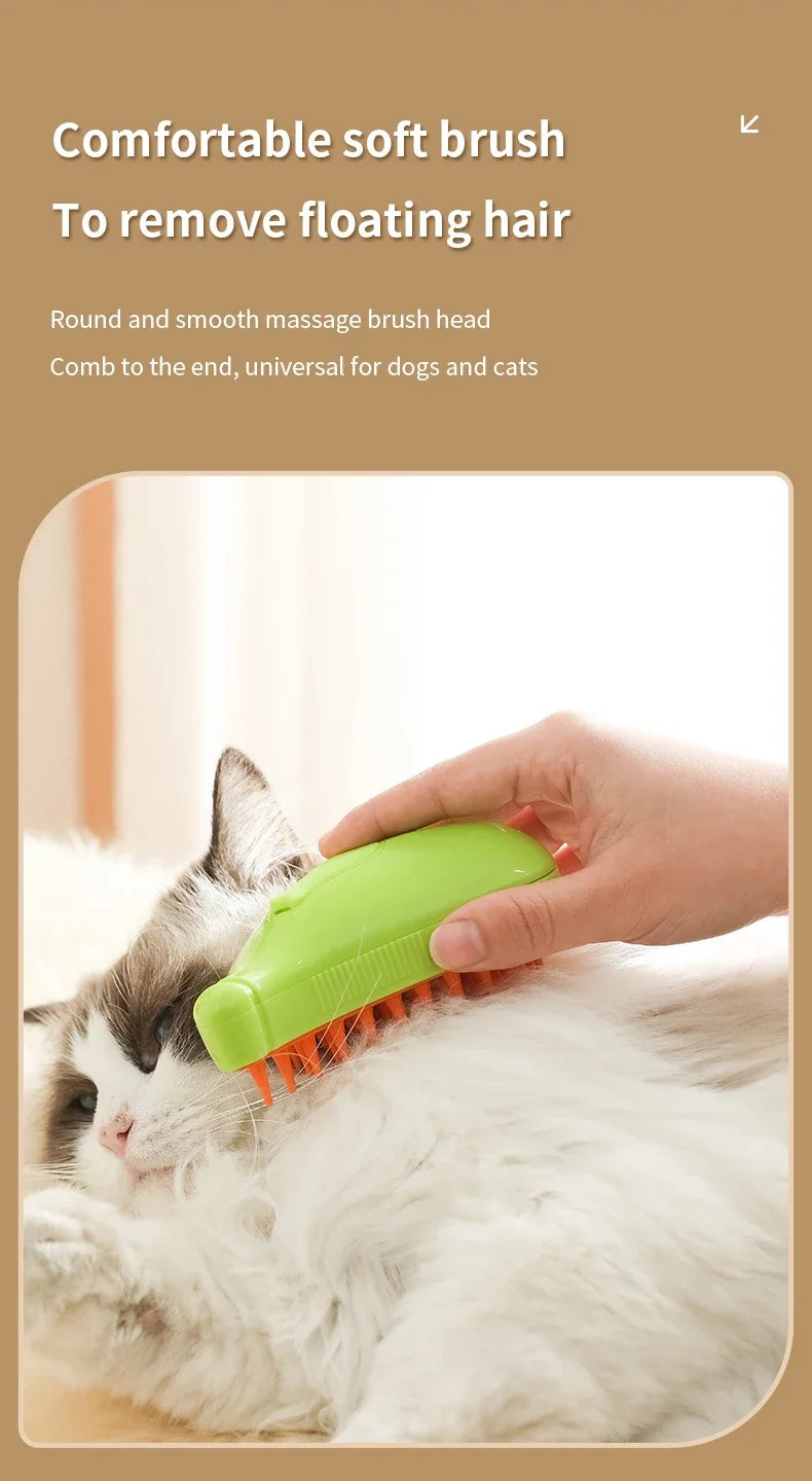 🐱 Spray Cat Brush 3-in-1 – Steamy Electric Dog & Cat Grooming Comb with Hair Removal & Massage