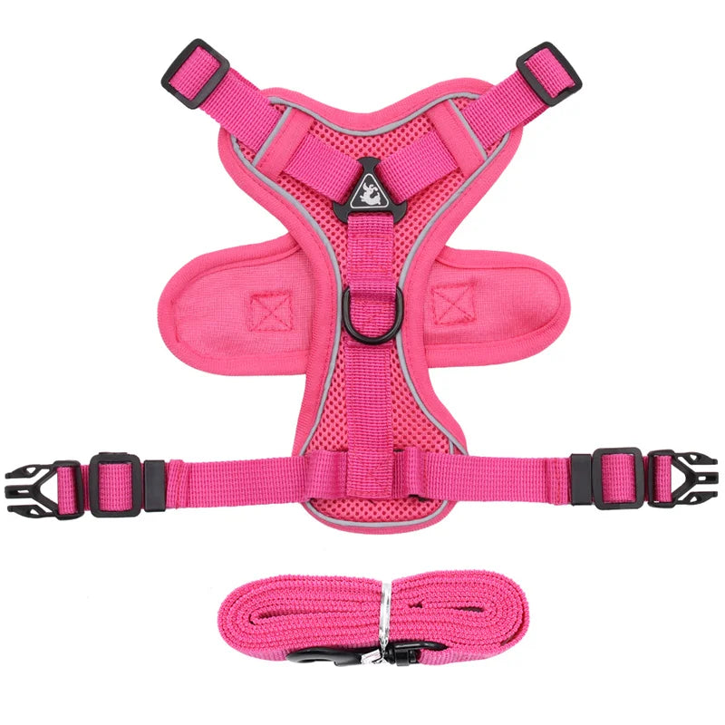 🐾 Fashion Reflective Cat Harness & Leash Set – Breathable Mesh for Cats & Small Dogs