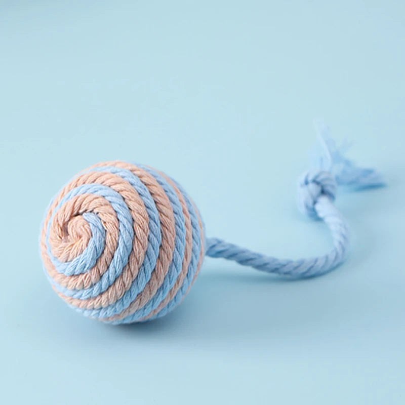 Colorful Cotton Rope Weave Ball – Interactive Teaser & Chew Toy for Cats & Dogs