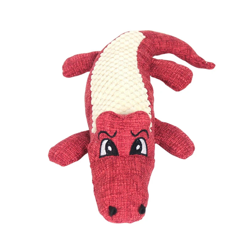 Interactive Plush Alligator Dog Chew Toy with Sound – Cartoon Animal