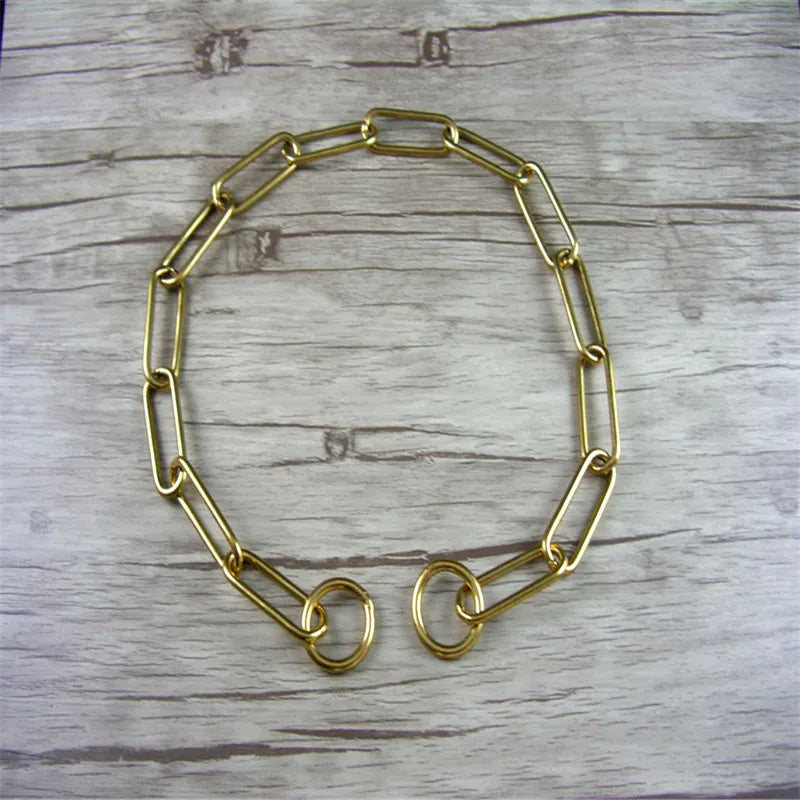 Classic Solid Copper Dog Chain Leash & Collar – Strong Brass P Chain for Medium & Large Dogs