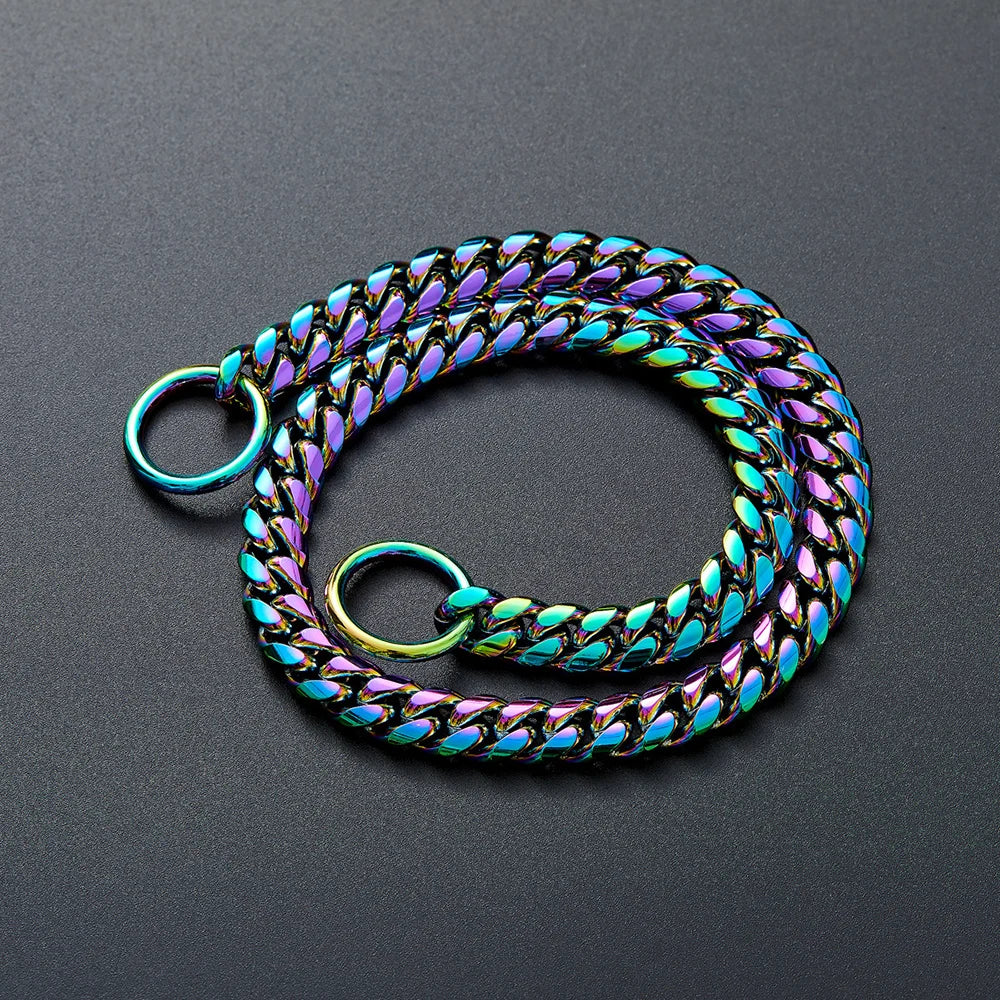 🐕 Heavy-Duty Gold Chain Dog Choke Collar – 10mm Gold-Plated Stainless Steel