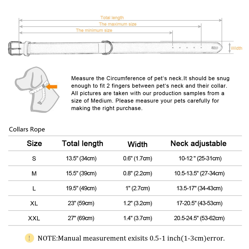 Soft Padded Leather Dog Collar – Durable Pet Necklace for Large Dogs