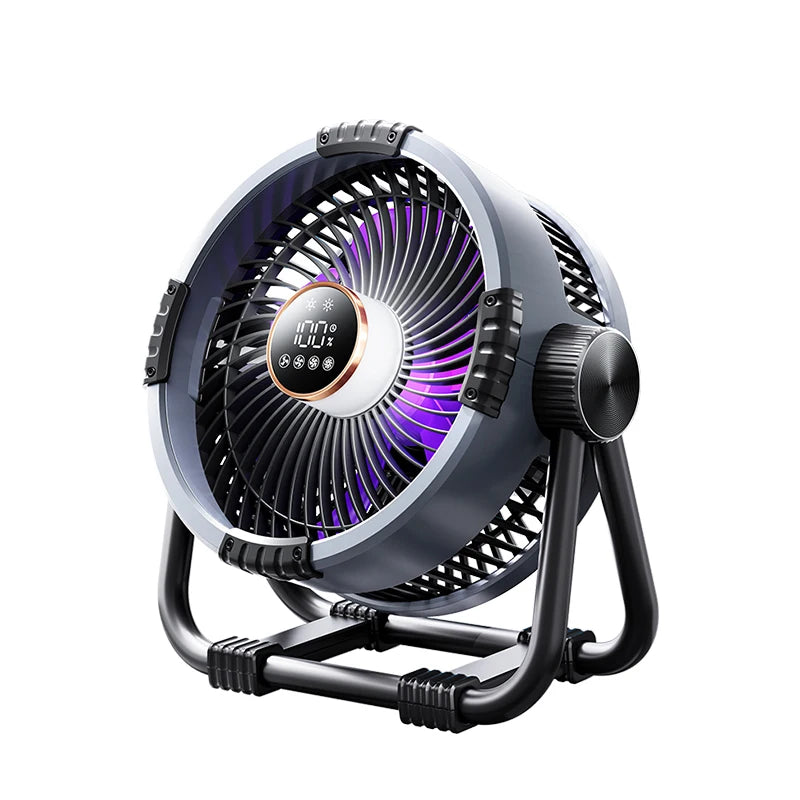 6-in-1 Outdoor Camping Fan – 20000mAh Rechargeable Ceiling & Desktop Fan with LED Light, Hook & Wireless Operation