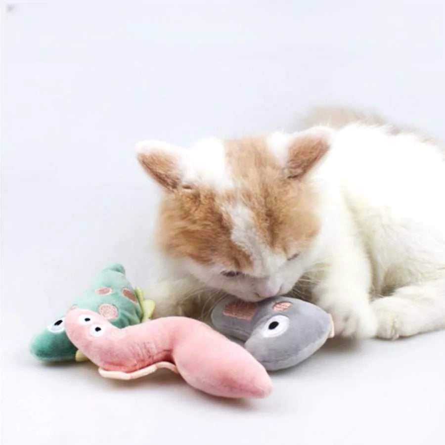 Cartoon Plush Cat Molar Bite Toy – Interactive Chew Toy for Cats