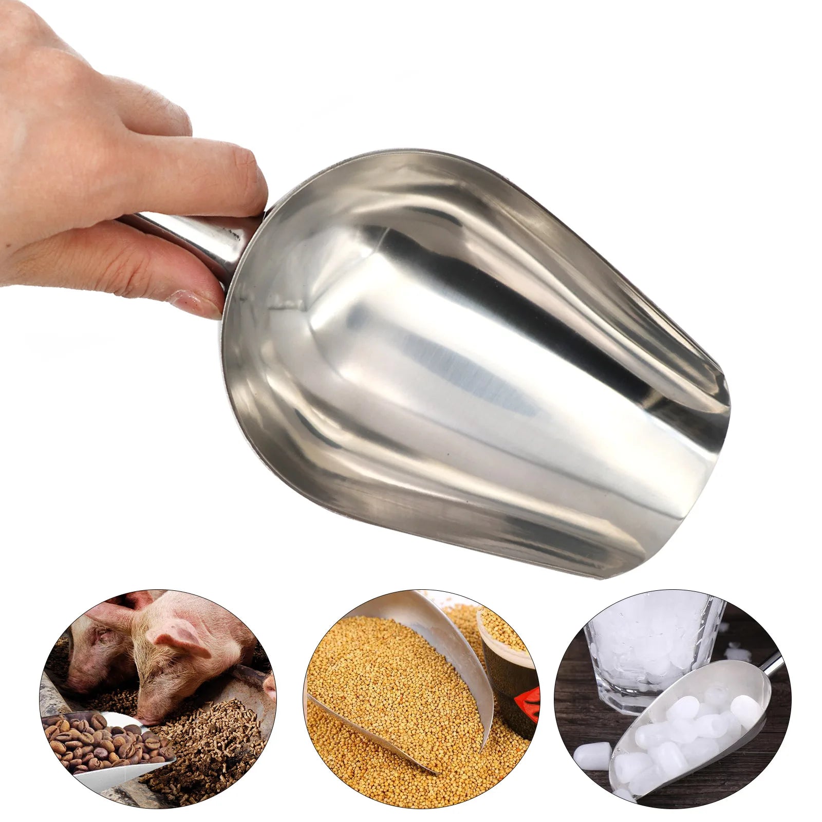 Stainless Steel Pet Food Scoop – Large Capacity Thickened Dog & Cat Food Shovel (23.5 x 8 x 5 cm)