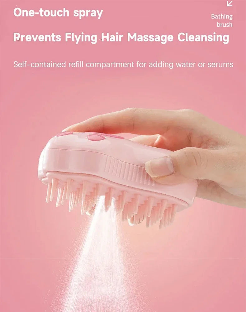 🧼 3-in-1 Pet Steam Brush – Electric Spray Grooming Comb for Cats & Dogs