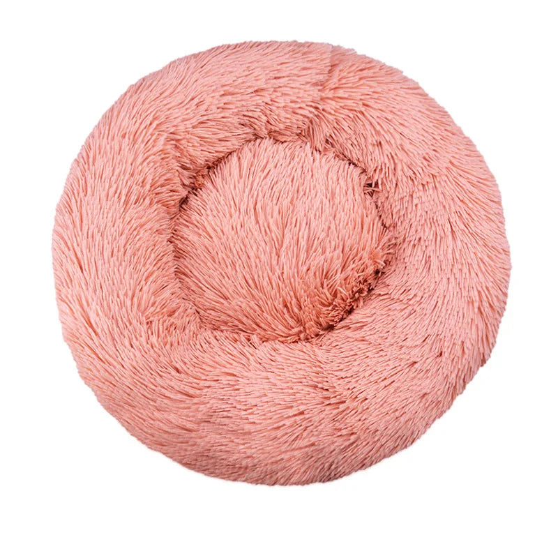 Round Plush Dog Bed – Winter Warm Washable Cat & Dog Basket Bed for Small, Medium & Large Pets
